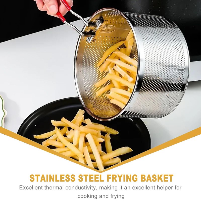 Frying Basket, Stainless Steel Pasta Basket, Fryer Basket with Long