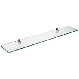 Spancraft Glass P-6x18-Brushed Steel Peacock Glass Shelf, Brushed Steel, 6" x 18"