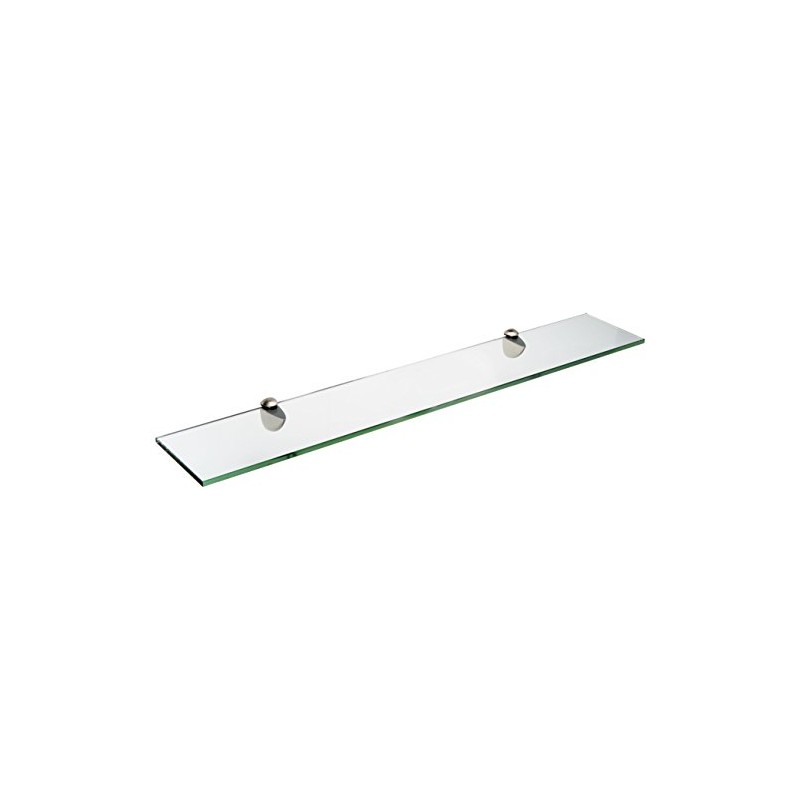 Spancraft Glass P-6x18-Brushed Steel Peacock Glass Shelf, Brushed Steel, 6"