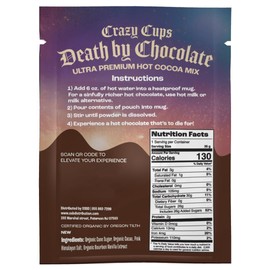 Crazy Cups Ultra Premium Hot Chocolate Mix, Dairy Free, Organic Vegan Hot Chocolate Packets, Non GMO Rich Hot Cocoa Mix 20 Packets