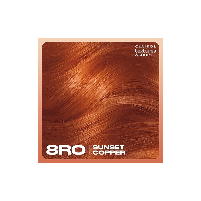 Clairol Textures & Tones Permanent Hair Dye, 8RO Sunset Copper