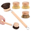 Wooden Dish Brush with 3 Replaceable Natural Bristle Heads