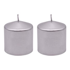 Marco Paul Stumpenkerzen, geruchlos, lange Brenndauer, dekorative Kerzen für Weihnachten, Feiertage, Tischdekoration, Hochzeiten, Partys, Metallic-Kerzen-Set für den Innenbereich (2, Silberkerze