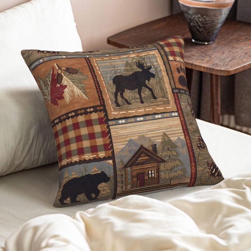 DATANSEN Set of 2 Square 20x20 inch Retro Brown Throw