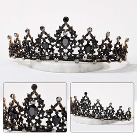 ZNDFTW Black Crown, Black Tiara Crystal Crown for Women’s, Handmade and Fashionable Princess Headband with Rhinestones, Ideal for Costume Wedding Prom Birthday Party Pageant