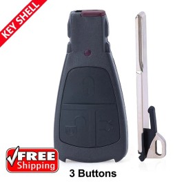 Unbranded 3 Button Remote Car Key Shell For Benz Mercedes C180 1998-2004 W202 Smart FoB