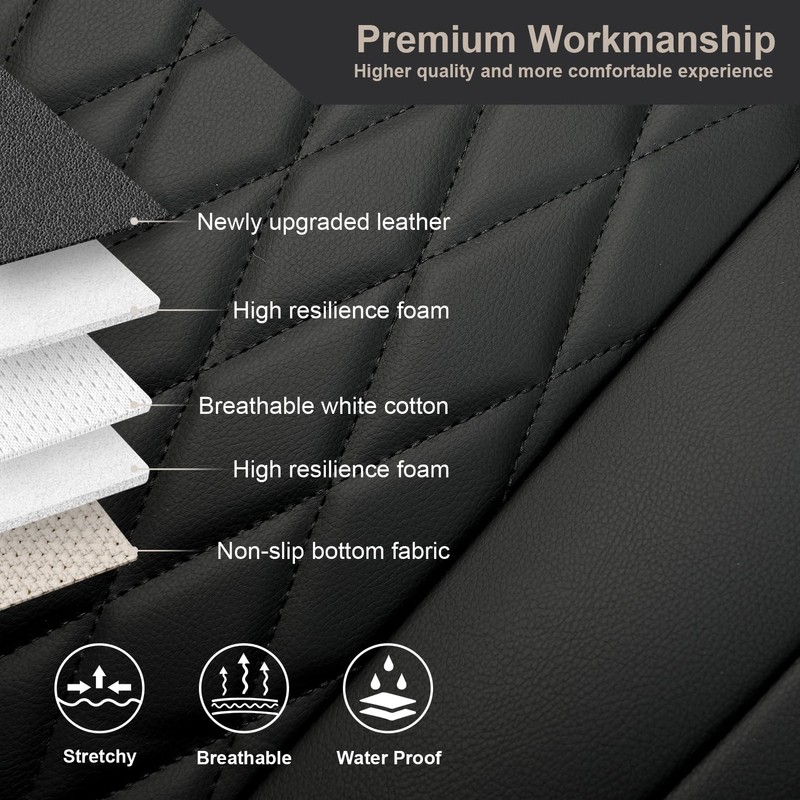 GIANT PANDA Bottom Seat Cover for Trucks&SUV, Front PU Leather