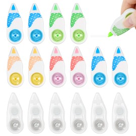 Meetory Correction Tapes Set of 16, 6 m x 5 mm Correction Roller, Mini Roller, School Supplies, Correction Tapes for Children, Students, Office, Home, School (Colour)