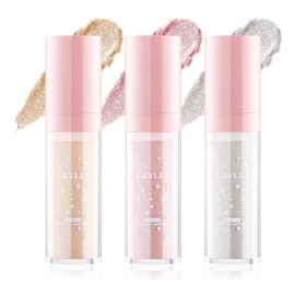 3 Colors Polvo De Hadas,Waterproof Long Lasting Highlight Body Glitter Patting Powder Highlighter Makeup,Sparkling Glitter Powder for Face,Eyes,Body and Collarbone