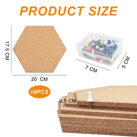 Comzantor 10 Stück Filz Pinnwand Kork, Korkplatte Selbstklebende, Pinwand Korktafel, Korkwand, Korkplatten Selbstklebend, Pinnwände, Pinboard Bulletin Board, Korkbrett Sechseckige für Foto Hängen