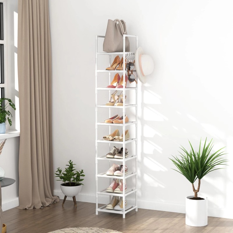 Lanteful Tall Narrow Shoe Rack 10-Tier Skinny Shoe Shelf Storage