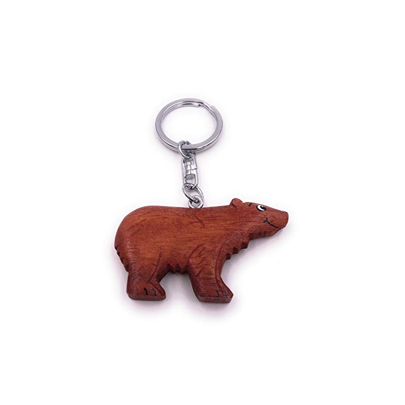 H-Customs Brown Bear Cute Animal Grizzly Real Wood Elegant Handmade