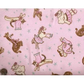 David Textiles Fanciful Friends pink girls animals toys children's David flannel fabric