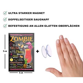 schilderkreis24 Cocktail Recipe "Zombie" Magnet Alcohol Spirits Decorative Fridge Magnet Humour Gift Idea Birthday Christmas 9 x 6 cm