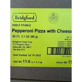 Bridgford Pepperoni Pizza MRE Survival Food Bridgford Ready to Eat meals 1 Case 60ct 07/26
