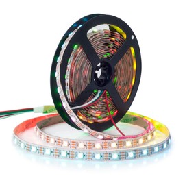 WS2812B ECO LED Strip,BTF-LIGHTING Chasing Effects 5050SMD Individually Addressable 16.4FT 60Pixel/m 300Pixels Flexible White FPCB Dream Color IP30 Non-Waterproof for Bedroom DIY Project DC5V