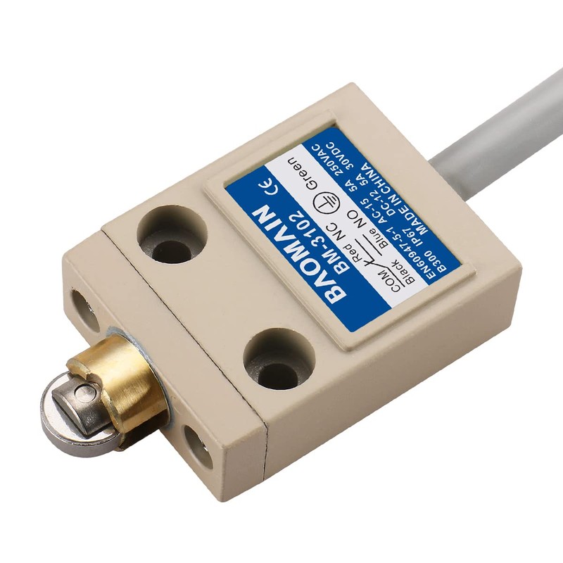 BAOMAIN Limit Switch BM-3102, Stainless Steel Parallel Roller Plunger, 1NO+1NC