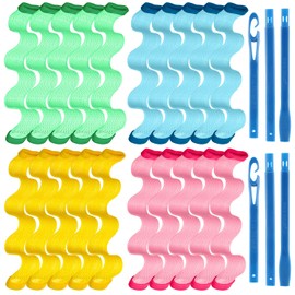 42 Piezas Kit de Rizos Ondulados en Espiral, Estilo de Rizadores de Pelo sin Calor, 40 Rodillos de Rizar Cabello Varillas de Rizar 2 Ganchos de Estilo para Suministros de Cabello