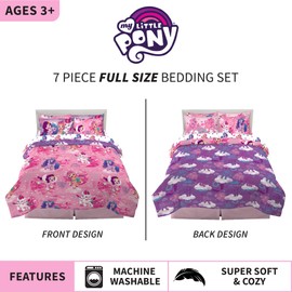 Franco Kids Bedding Super Soft Comforter and Sheet Set with Sham, 7 Piece Full Size, My Little Pony