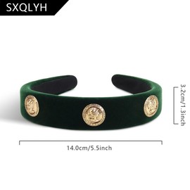 SXQLYH Headband with Fabric Padded Velvet Sponge Vintage - Beautiful Women's Headband Hair Accessories Headband Hair Band Wide Padded Headband for Women Girls Birthday Gift (Green)