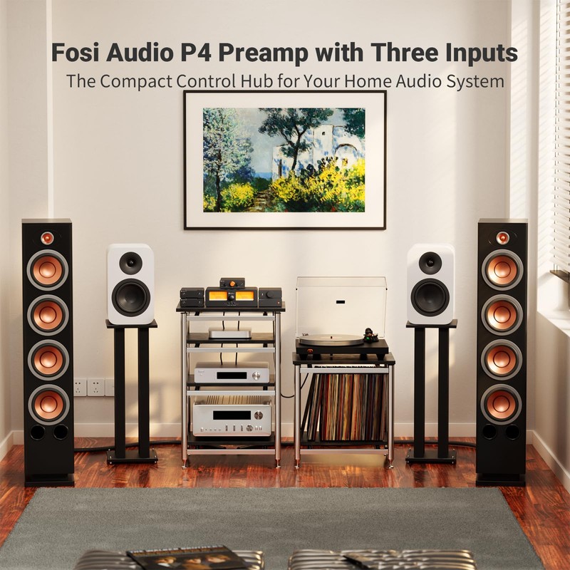 Fosi Audio P4 Mini Preamp with 3 RCA Inputs, Home