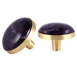 mookaitedecor Amethyst Crystal Cabinet Knobs with Screws Set of 2, Drawer Pull Handles for Dresser Wardrobe Cupboard Decorative