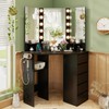 CHARMAID Corner Vanity Desk with Mirror and Lights, Black Makeup