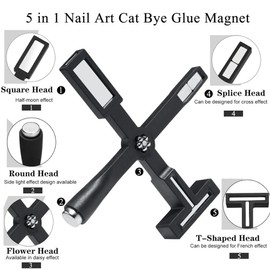 5 In 1 Nail Magnet Tool Cat Eye Gel Nail Magnets Polish Set Multi-Function Nail Magnet Pens for Nail Art Upgraded 3D Cat Eye Gel Nail Polish Wand Stick Nail Design Tools for Nail Salon Home DIY