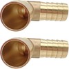 2PCS 3/4" x 3/4" Brass Hose Barb 90 Degree L-Shaped