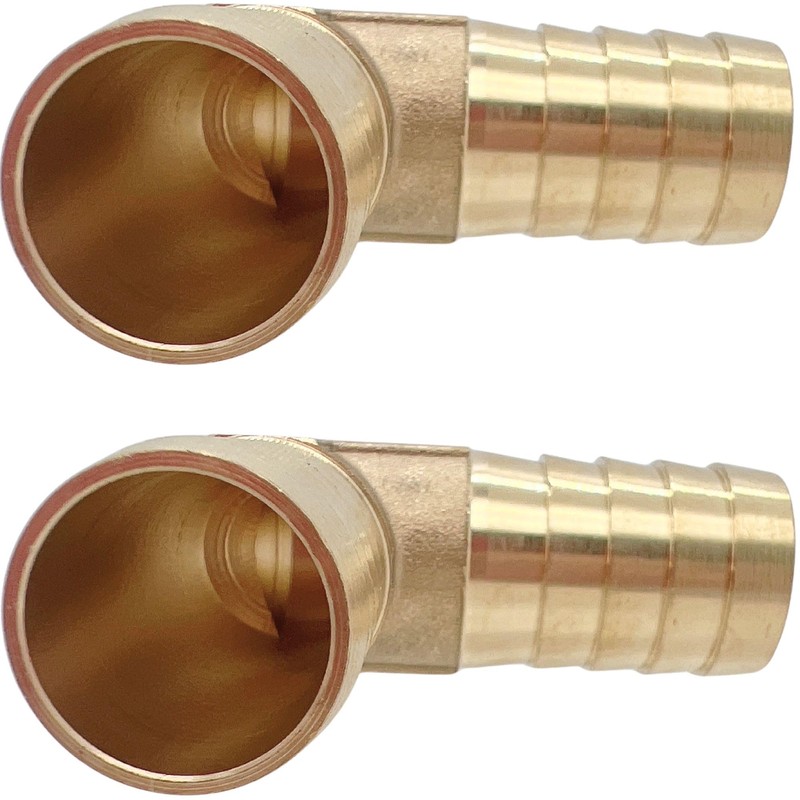 2PCS 3/4" x 3/4" Brass Hose Barb 90 Degree L-Shaped