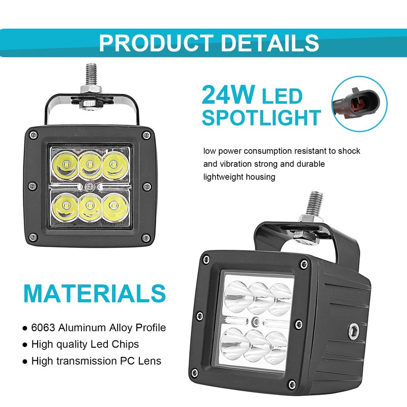 Dasen LED Light w/Wiring Mount Bracket kit Rear Roll Cage