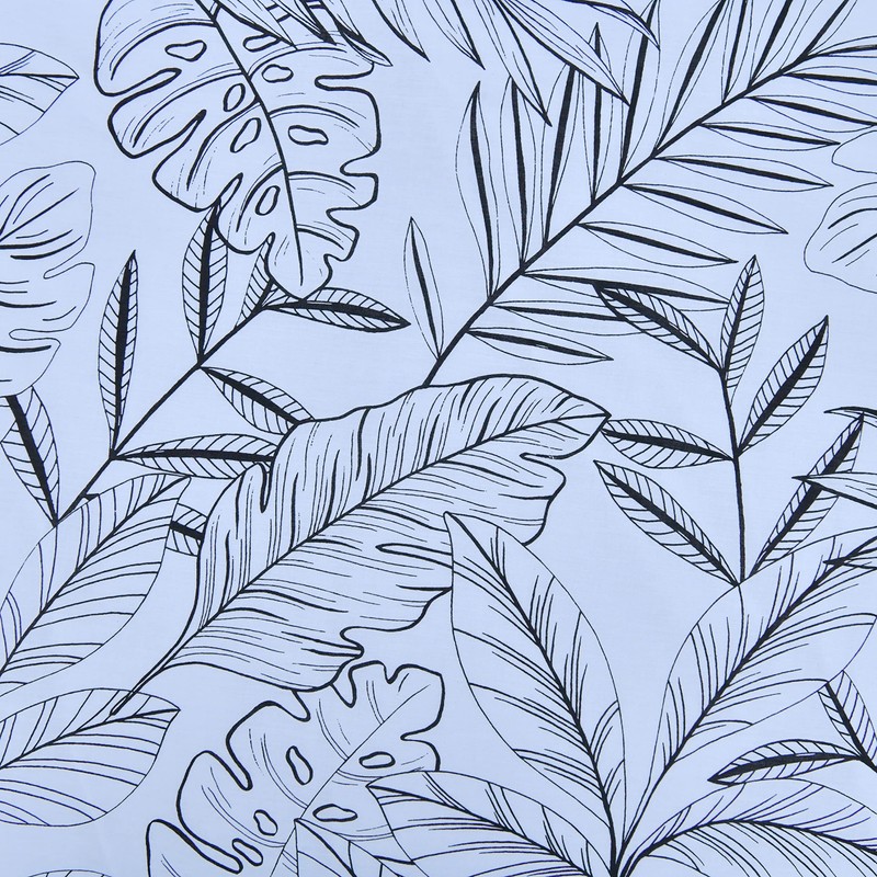 Sleepdown Tropical Palm Tree Floral Mono White Black Reversible Soft