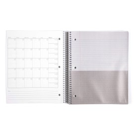 Mintra Office Durable Spiral Notebooks, 5 Subject, (Sage Green, College Ruled 1pk) - 200 Sheets, 5 Poly Pockets, School, Office, Business