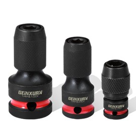 Geinxurn 3Pieces Impact Screwdriver Bit Holders,1/2-inch, 3/8-inch and 1/4-inch Square Drive to 1/4-Inch Quick Release Hex Socket Adapter for Impact Wrench
