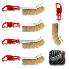 Brass Grill Brush, Pack of 5, Brass Brush, 140 mm Wire Brush, Brass Grill Brush, Brass Brush for Cleaning Weld Slags and Rust and Grill Residues