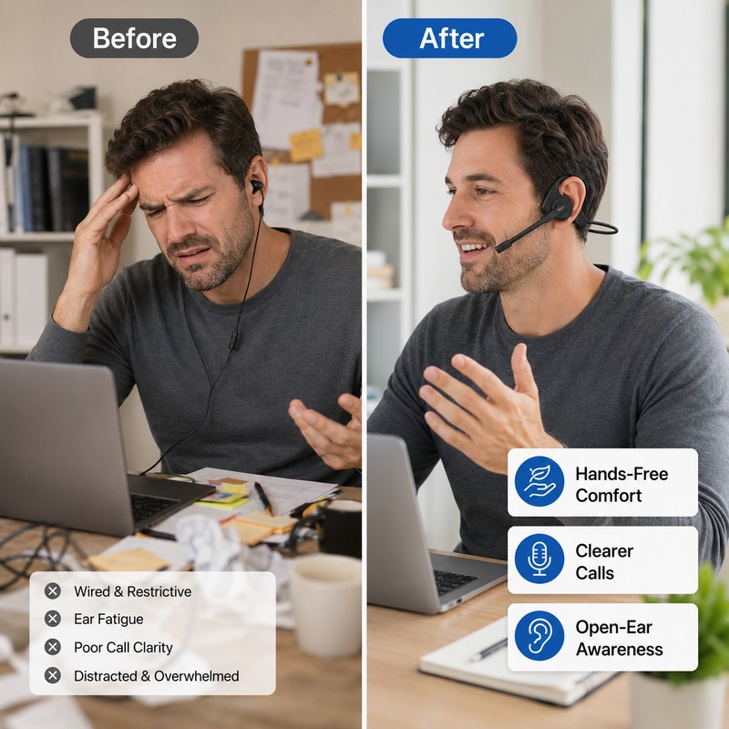 Open-Ear Bluetooth Headset for Work & Calls – ENC Boom