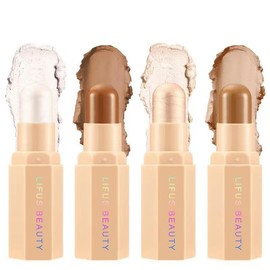 Face Cream Contour Stick Bronzer Stick Highlighter Stick Illuminator Makeup Glow Kit,Long Lasting Highly Piamented Skin Brighten Shadow Contour Bronzer Highlighter Powder Pen Pencil-T8