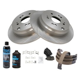 TRQ Rear Brake Pad & Rotor Kit Brake Chemical Kit Brake Pads Brake Rotor Parking Brake Shoe Set Ceramic Compatible with 2007-2012 Acura RDX