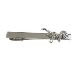 Silver Toned Dinosaur Fossil Skeleton Square Tie Clip