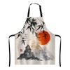 Wasach Japanese Trees Sun and Mountains Apron,Adjustable Neck Bib Apron