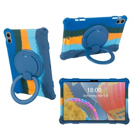 Tablet Case for Oppo Realme Pad 10.4inch Soft Anti-Stress Silicone Case with 360° Rotate Stand/Pencil Holder/Shoulder Strap/Pen for Oppo 10.4 inch (Colorful Blue)