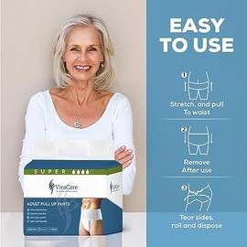 ViraCare 14 x Super Adult Nappies, Maximum Absorbency and Overnight Protection, Nappies for Men and Women, Incontinence Pants, Size Medium, Waist Size 65-135 cm