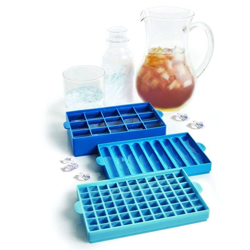 Farberware Pro Silicone Ice Cube Trays with Lid, 4-Piece, Blue