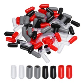 QUARKZMAN Pack of 100 Rubber End Caps 6 mm (1/4 Inch) ID Protection Devices for Screw Thread PVC Vinyl Round Tube Bolt Cap Cover Black Red Grey Clear
