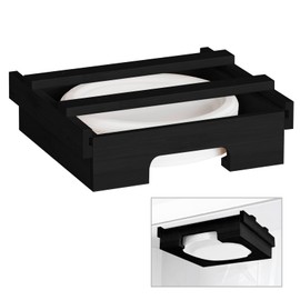 EASIDAYFAN Paper Plate Dispenser, 9-inch Bamboo Paper Plate Dispenser Under Cabinet, Kitchen Counter Vertical Holder Organizer Countertop Caddy Black