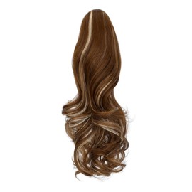 Felendy Ponytail Extension Claw 18" 20" Light Auburn Mix Bleach Blonde Curly Wavy Straight Clip in Hairpiece One Piece A Jaw Long Pony Tails for Women