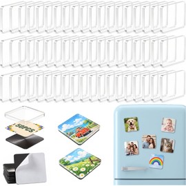 50PCS DIY Fridge Magnet Kit, 2 Inch Square Clear Acrylic Magnets for Photos