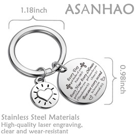 ASANHAO Bible Verse Gifts for Godson Keychain - Christian Gifts for Women - Religious Items Faith Keychain - Scripture Jewelry for Christian Women - Jewelry for Baptism - Stainless Steel