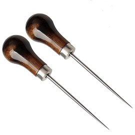 nuoshen 2 Pack Awl,Gourd Shape Awl Tailors Awl Wood Handle Scratch Awl Sewing Awl Tool for Leather
