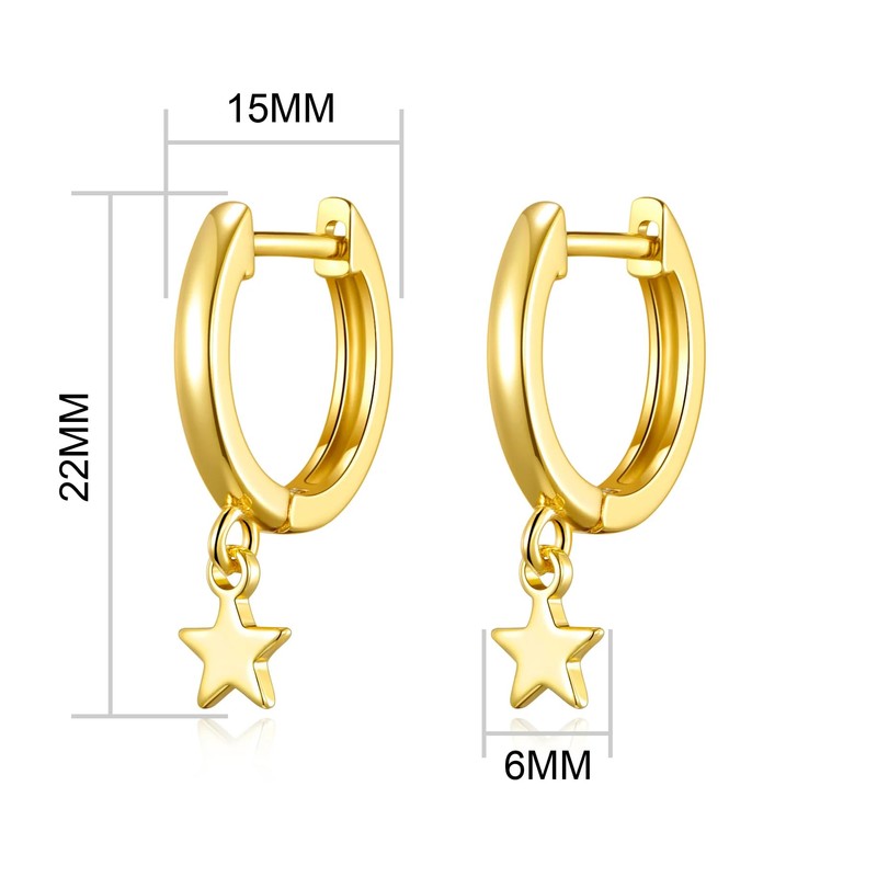 Philip Jones Gold Plated Star Charm Hoop Earrings